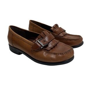 Earth Shoe‎ Leather Buckle Loafer Comfort Brown Casual Women 5.5 Prep Heritage